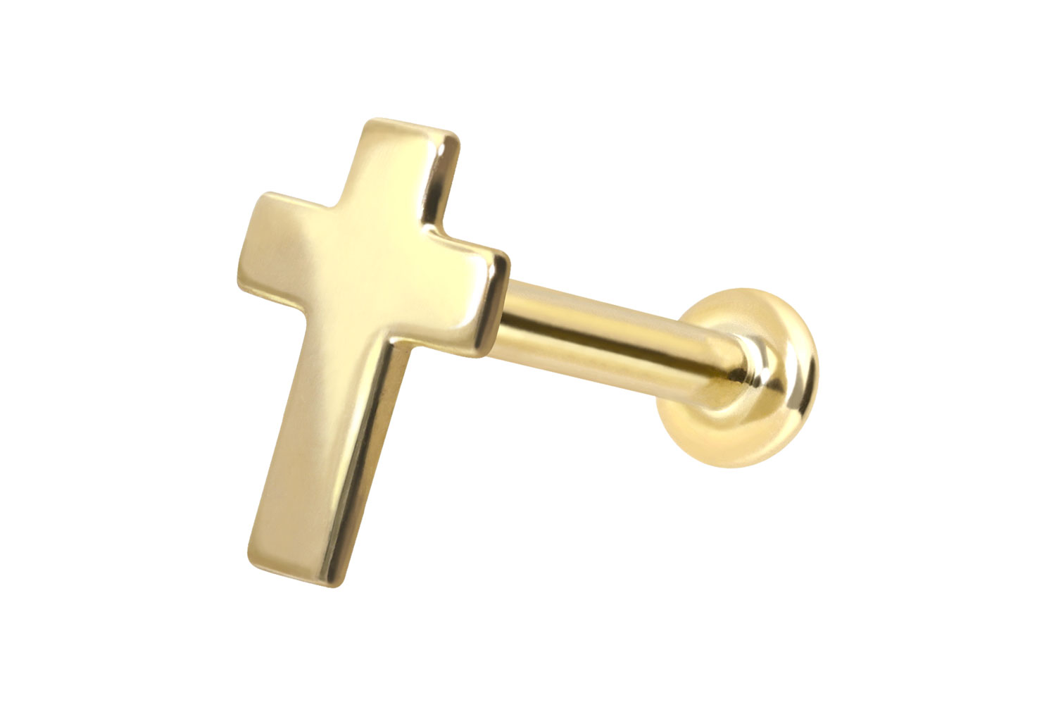 14 Karat Gold Labret Piercing mit Innengewinde KREUZ